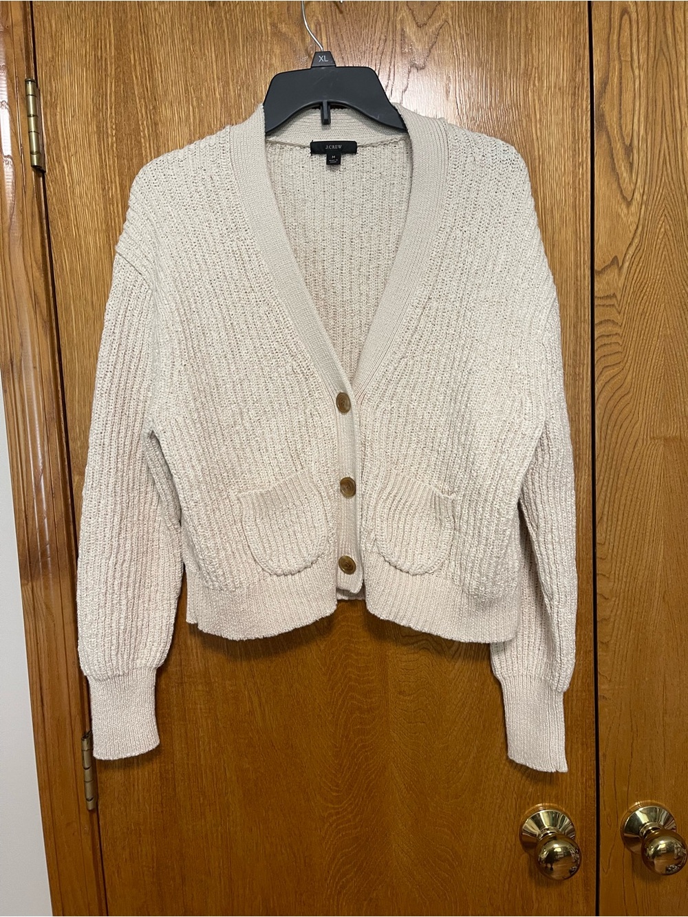J. Crew Cream Ribbed Button-Front Cardigan